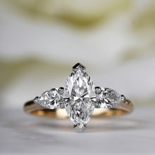 Load image into Gallery viewer, Rocks Marquise &amp; Pear 3 Stone Engagment Ring 1.75ct - Laboratory Grown Diamonds