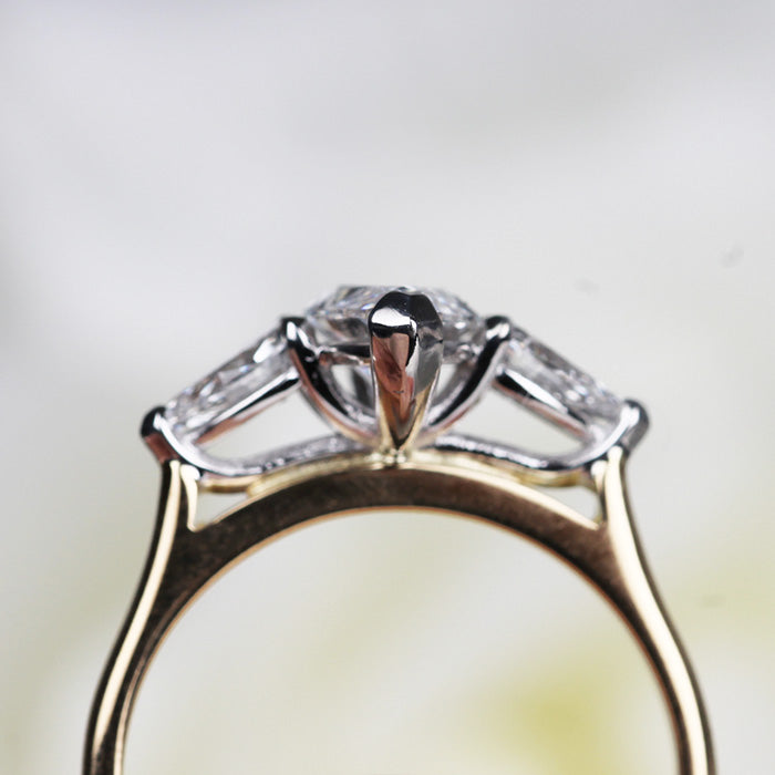 Rocks Marquise &amp; Pear 3 Stone Engagment Ring 1.75ct - Laboratory Grown Diamonds