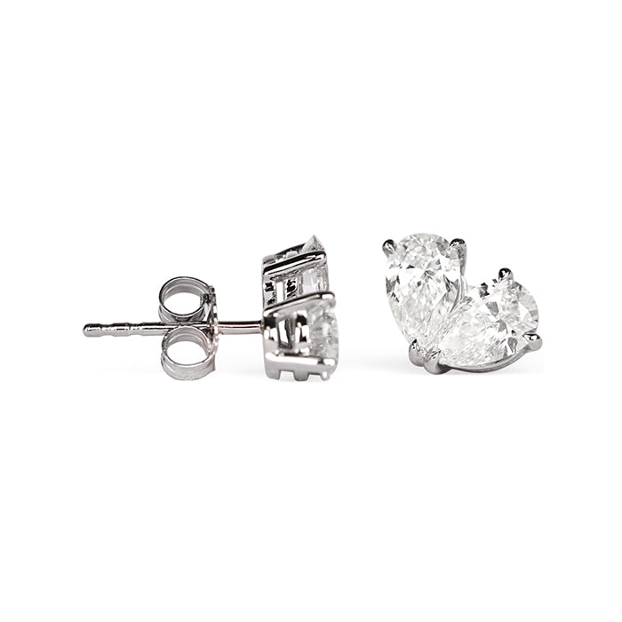 Rocks Toi et Moi Pear Cut Diamond Earrings