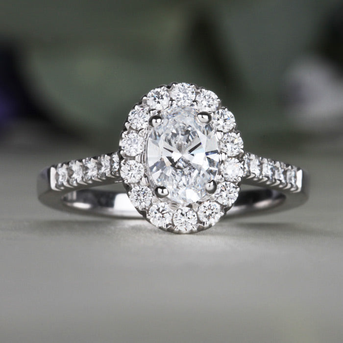 Oval Diamond Halo Engagement Ring 1.15ct