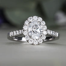 Load image into Gallery viewer, Oval Diamond Halo Engagement Ring 1.15ct