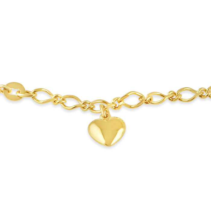 Chain &amp; Heart Charm Bracelet