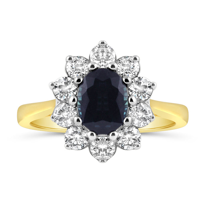 Oval Sapphire &amp; Diamond Cluster Ring