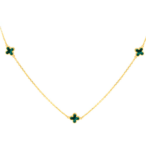 Malachite Quatrefoil & Chain Necklace