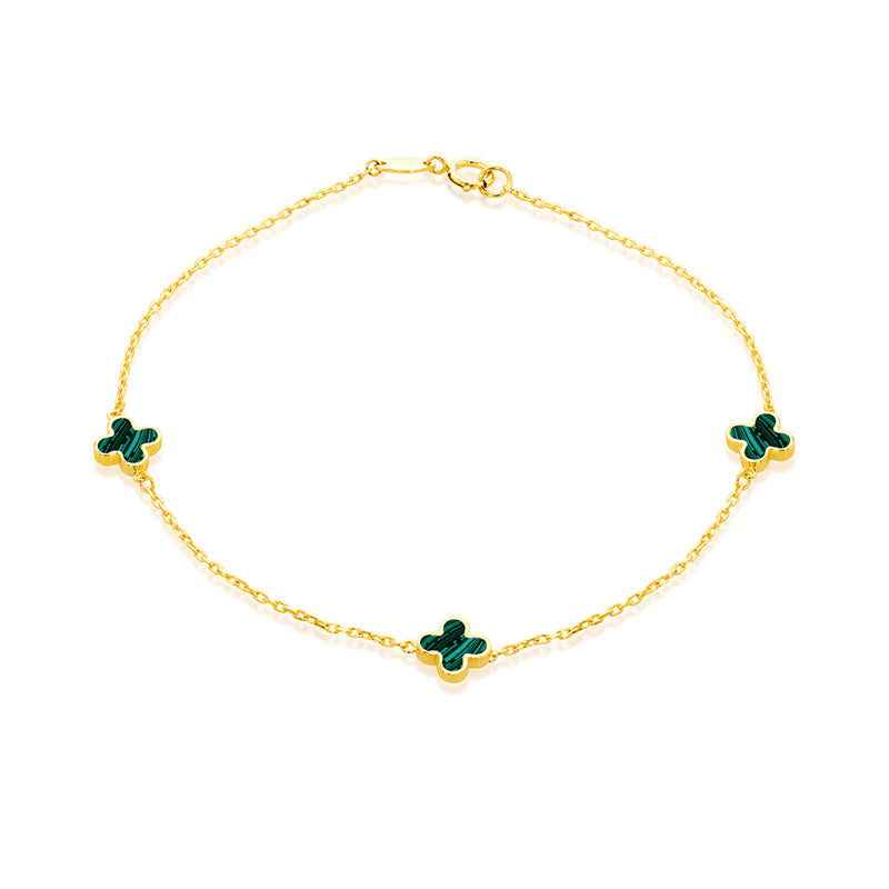 Malachite Quatrefoil &amp; Chain Bracelet