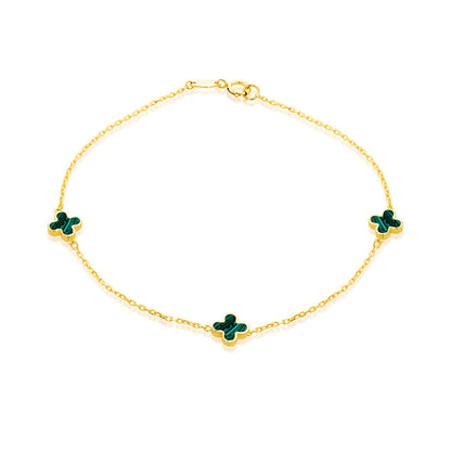 Malachite Quatrefoil &amp; Chain Bracelet