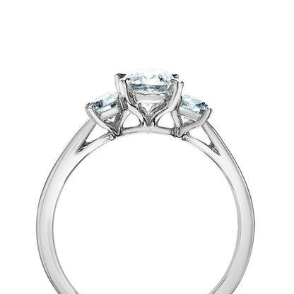 Oval &amp; Round Brilliant Three Stone Engagement Ring 1.51ct