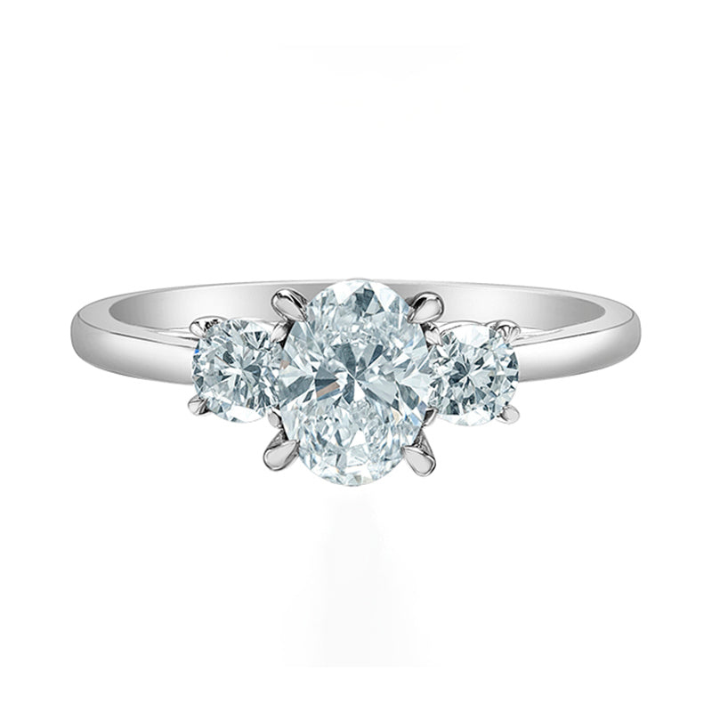 Oval &amp; Round Brilliant Three Stone Engagement Ring 1.51ct