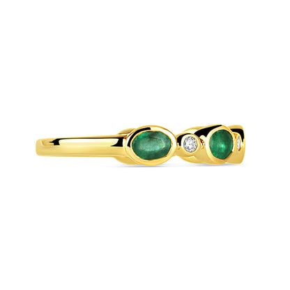 Rocks Oval Emerald &amp; Round Diamond Ring