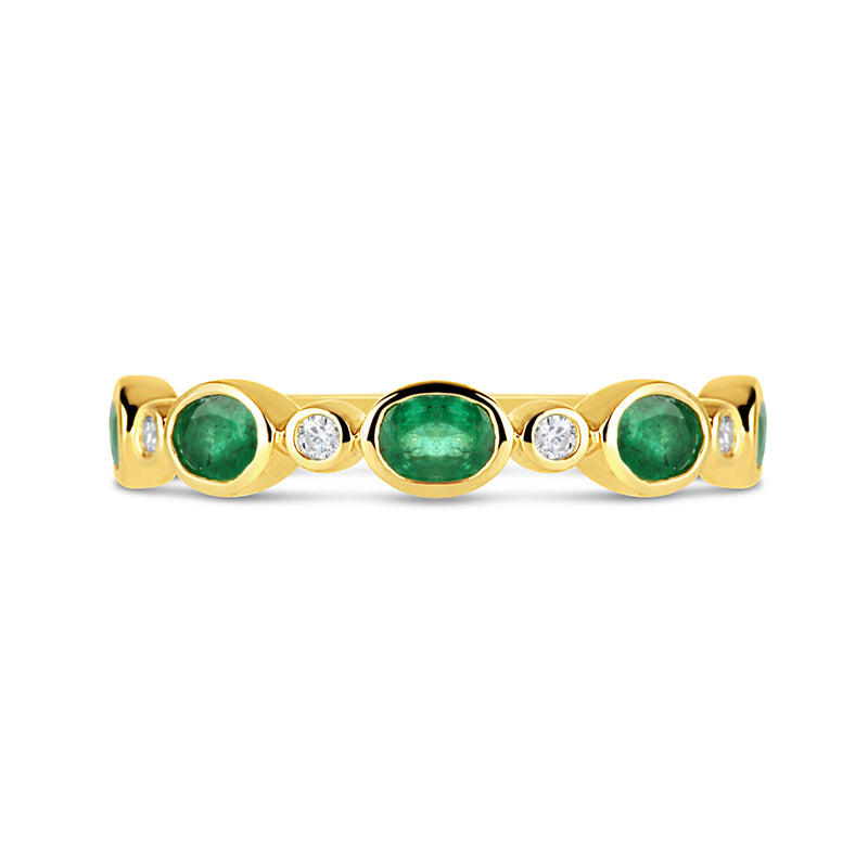 Rocks Oval Emerald & Round Diamond Ring
