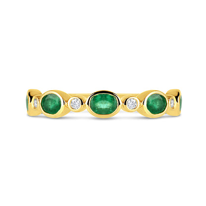 Rocks Oval Emerald &amp; Round Diamond Ring