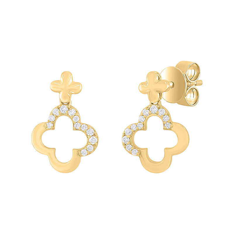 Diamond Quatrefoil Drop Earrings