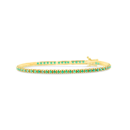 Round Emerald &amp; Diamond Tennis Bracelet