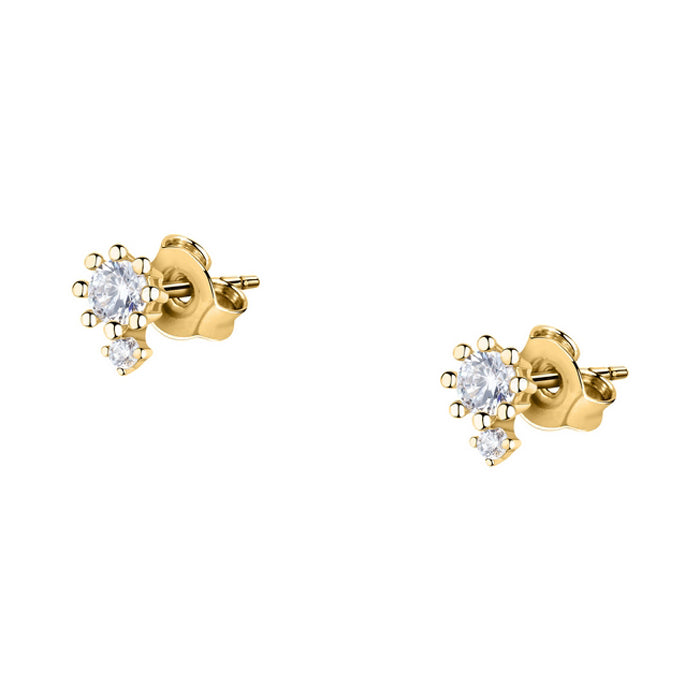 Double Solitaire Stud Earrings