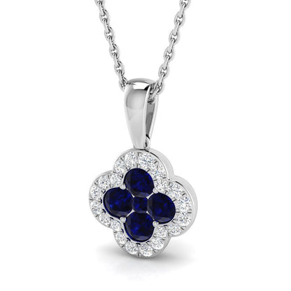 Sapphire &amp; Diamond Quatrefoil Pendant