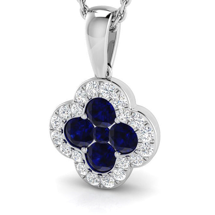 Sapphire &amp; Diamond Quatrefoil Pendant