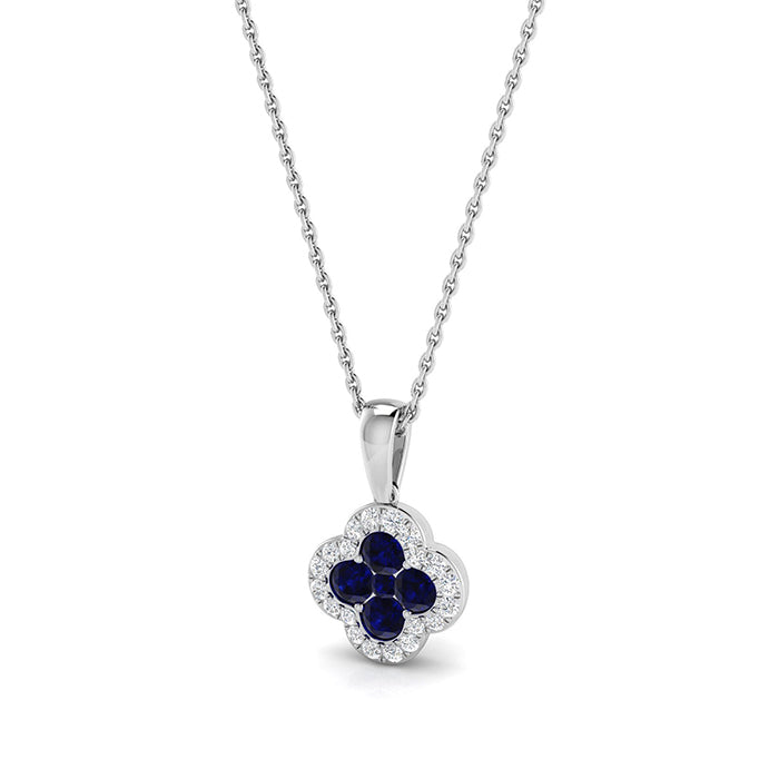 Sapphire &amp; Diamond Quatrefoil Pendant