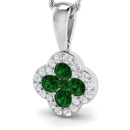 Rocks Emerald &amp; Diamond Quatrefoil Pendant