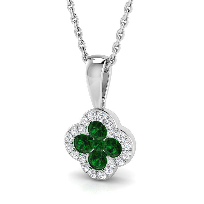 Rocks Emerald &amp; Diamond Quatrefoil Pendant