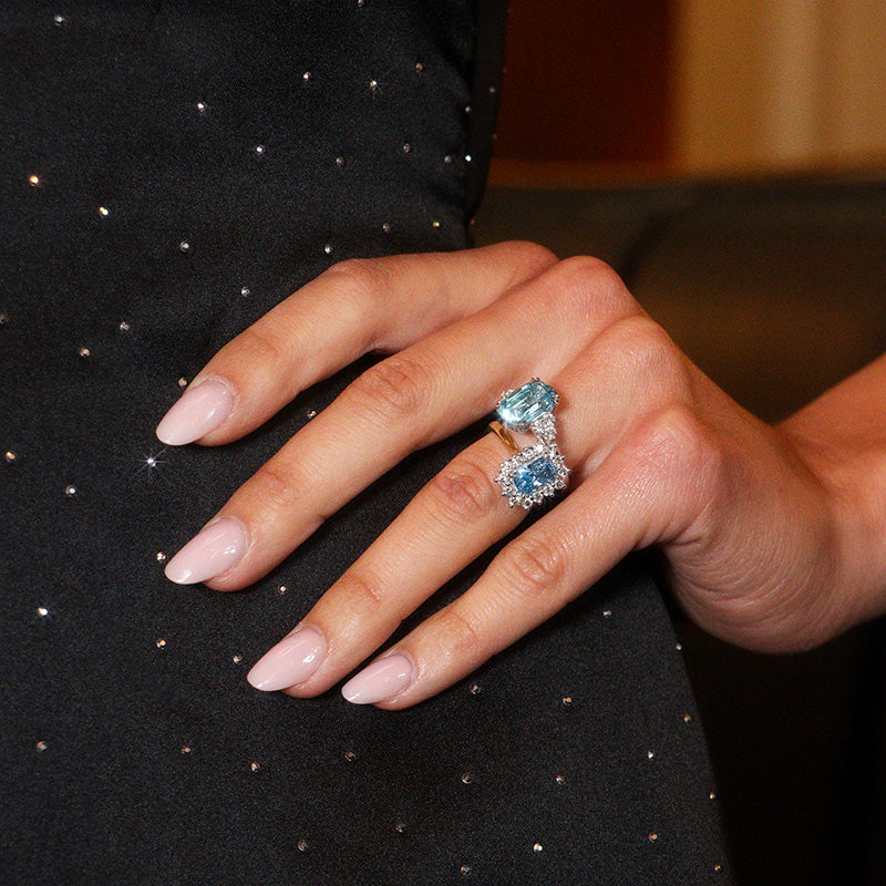 Blue Diamond Cluster Engagement Ring 2.21ct