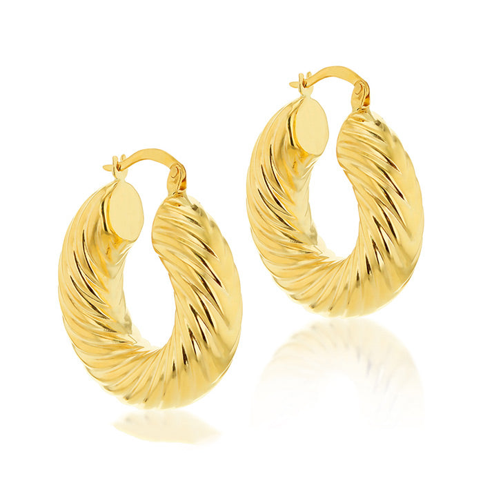 Rocks Thick Twisted Hoop Earrings