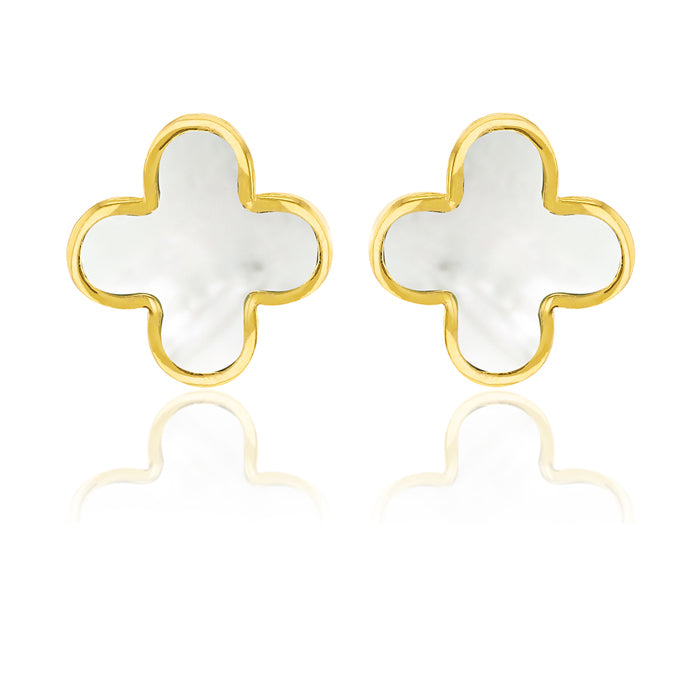 Mother Of Pearl Quatrefoil Stud Earrings