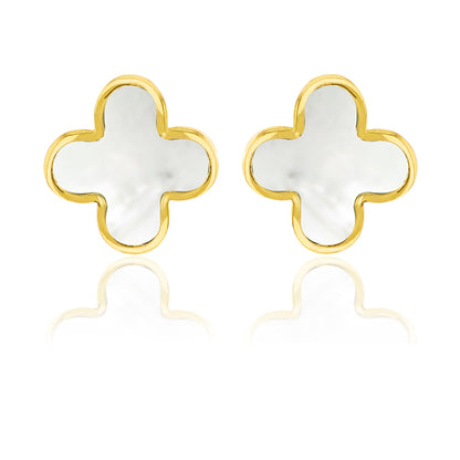 Mother Of Pearl Quatrefoil Stud Earrings