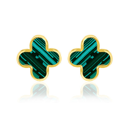 Malachite Quatrefoil Stud Earrings