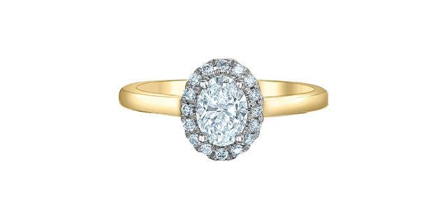 Oval Cluster Diamond Engagement Ring .86ct