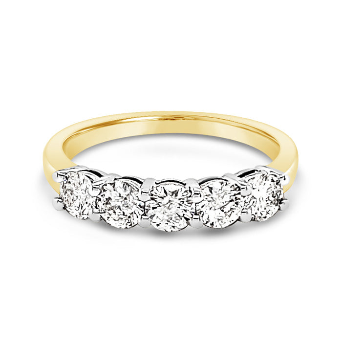 Five Stone Round Brilliant Diamond Eternity Ring 2.15ct