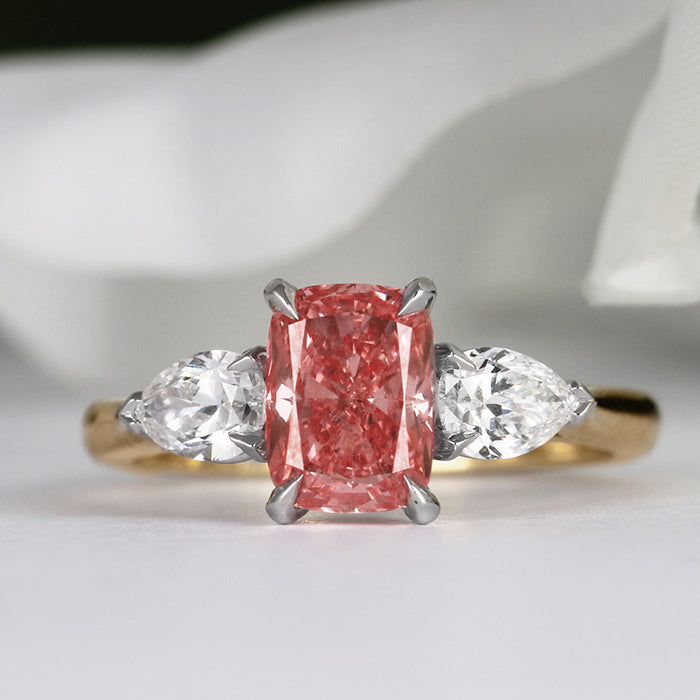 Vivid Pink Diamond Three Stone Ring 2.12ct