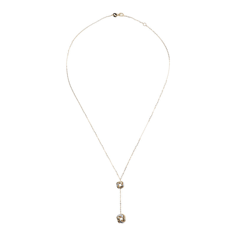 Two Tone Double Knot Tie Chain Necklace