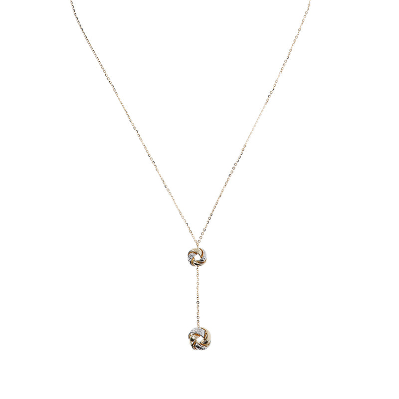 Two Tone Double Knot Tie Chain Necklace