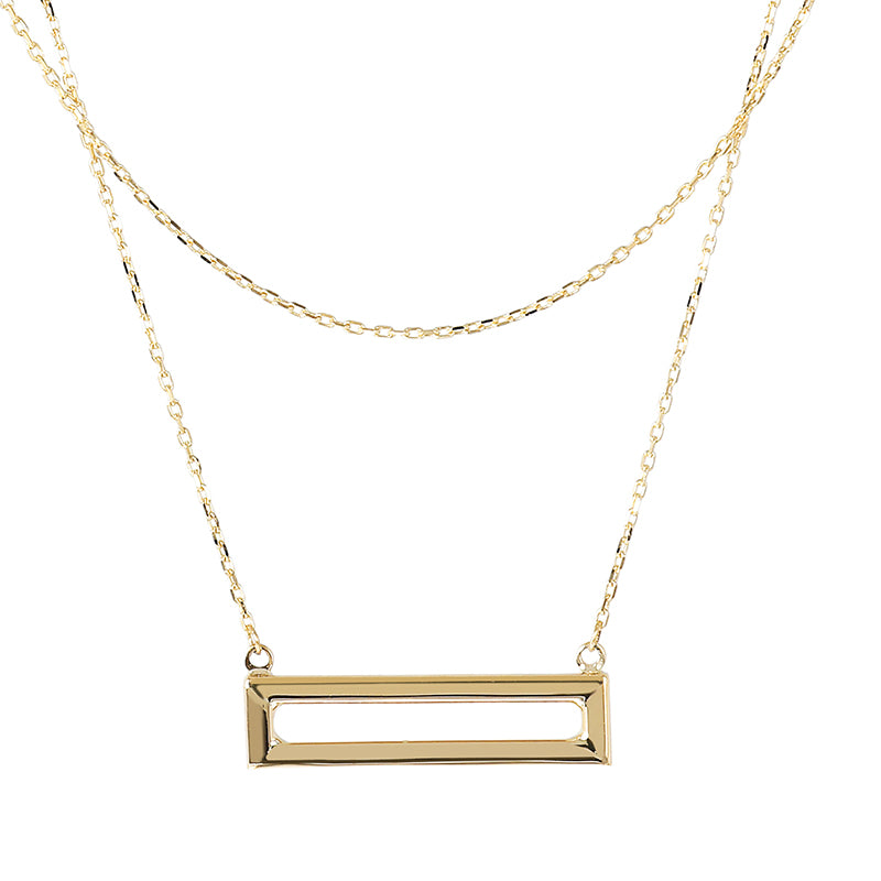 Double Chain &amp; Rectangular shape Necklace