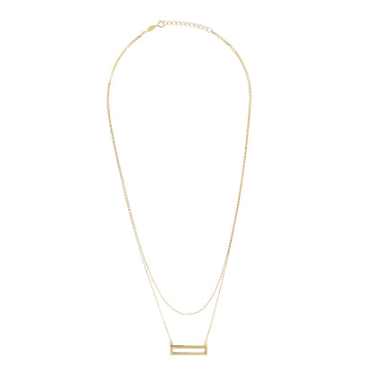 Double Chain &amp; Rectangular shape Necklace