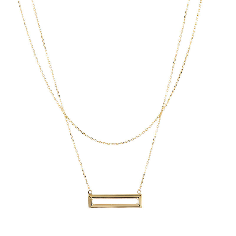 Double Chain &amp; Rectangular shape Necklace