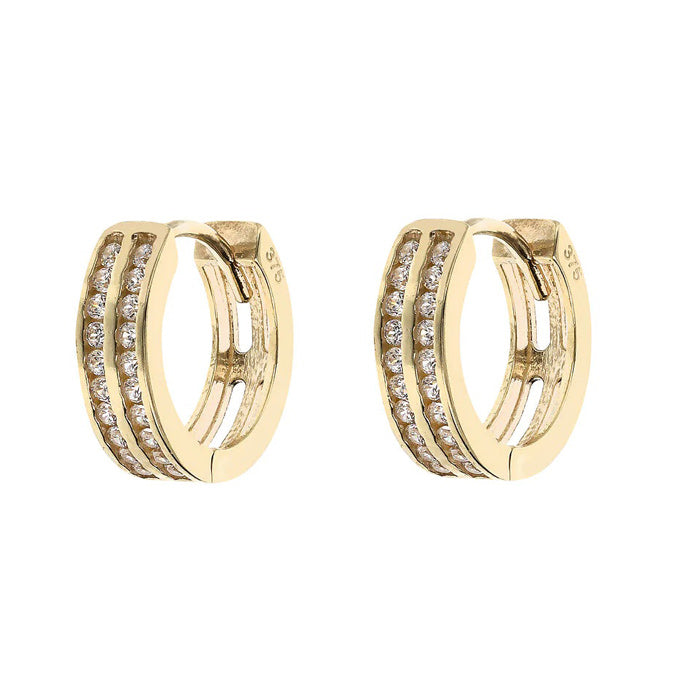 White Stone Double Hoop Earrings