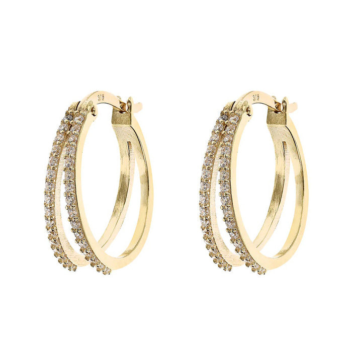 White Stone Split Hoop Earrings