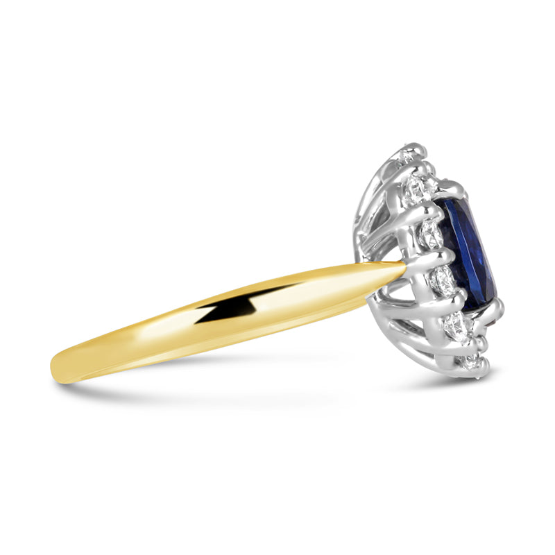 Sapphire &amp; Diamond Cluster Ring