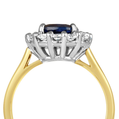 Sapphire &amp; Diamond Cluster Ring