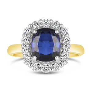 Rocks Sapphire & Diamond Cluster Ring