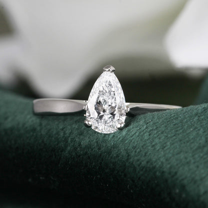 Pear Solitaire Engamenet Ring 0.73ct