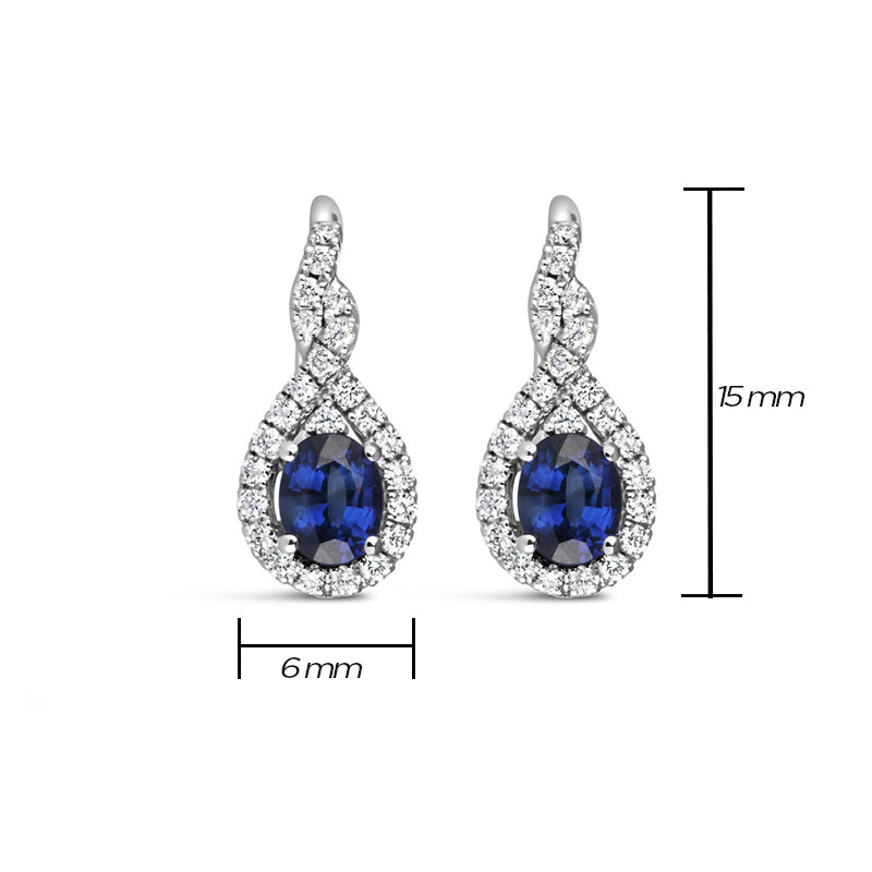 Rocks Sapphire &amp; Diamond Twisted Teardrop Earrings