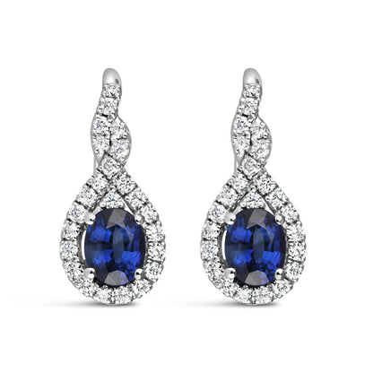 Rocks Sapphire &amp; Diamond Twisted Teardrop Earrings