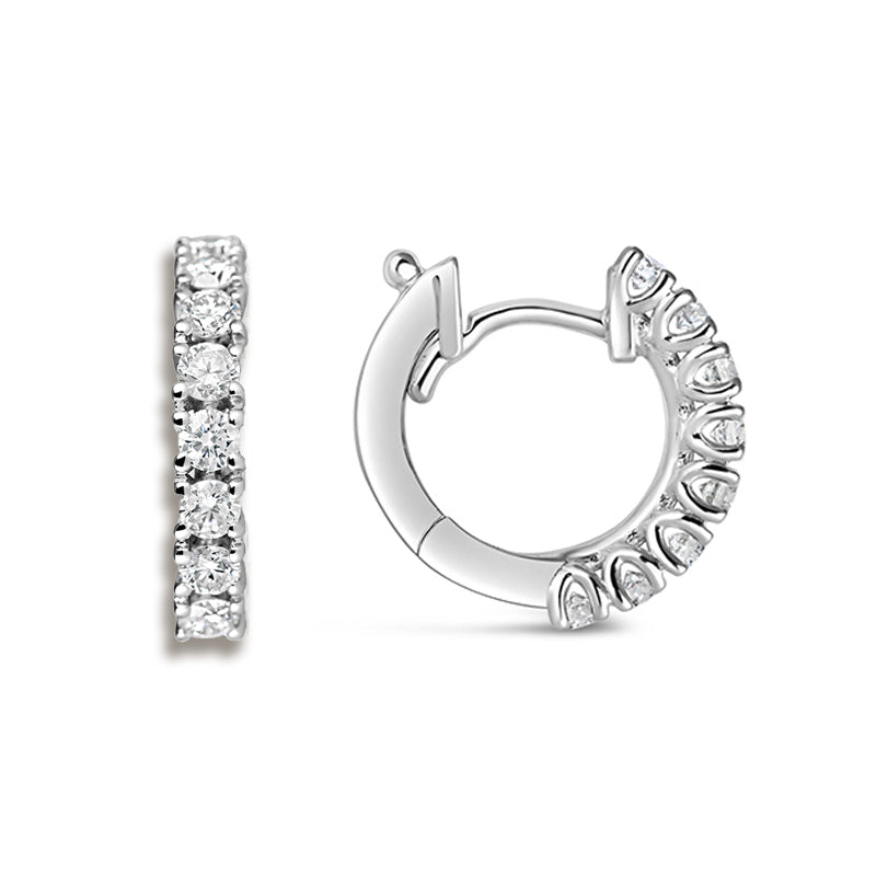 Rocks Diamond Huggie Hoop Earrings - 14mm