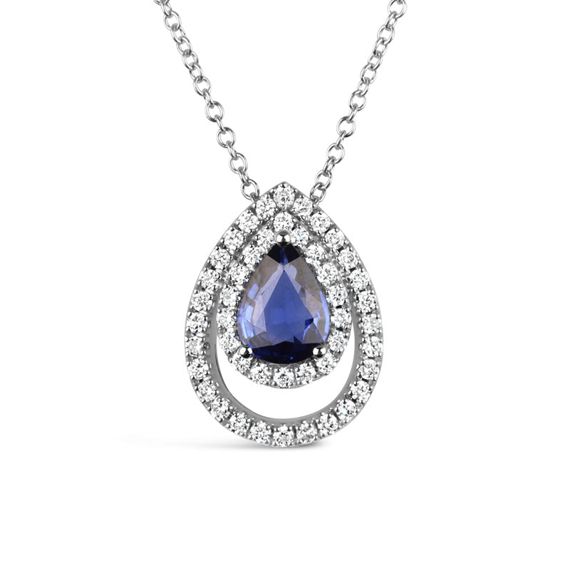 Rocks Sapphire &amp; Diamond Teardrop Pendant