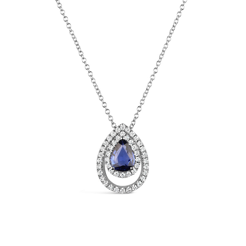 Sapphire & Diamond Teardrop Pendant