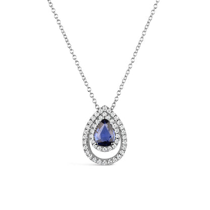 Rocks Sapphire &amp; Diamond Teardrop Pendant