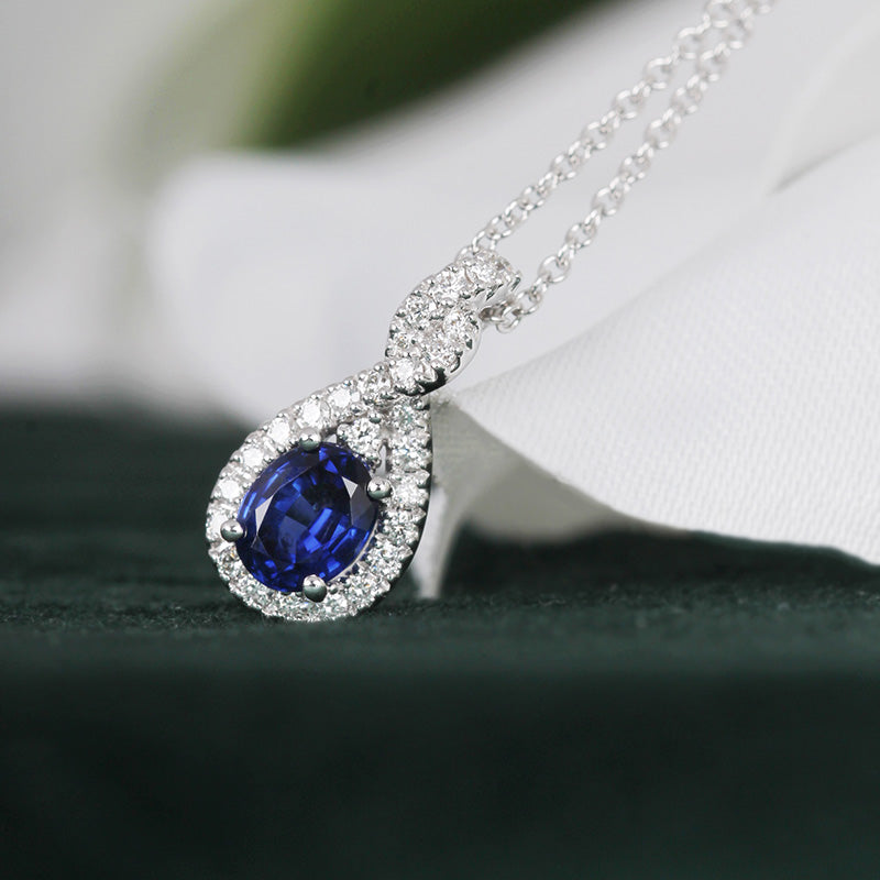 Rocks Sapphire &amp; Diamond Twisted Teardrop Pendant