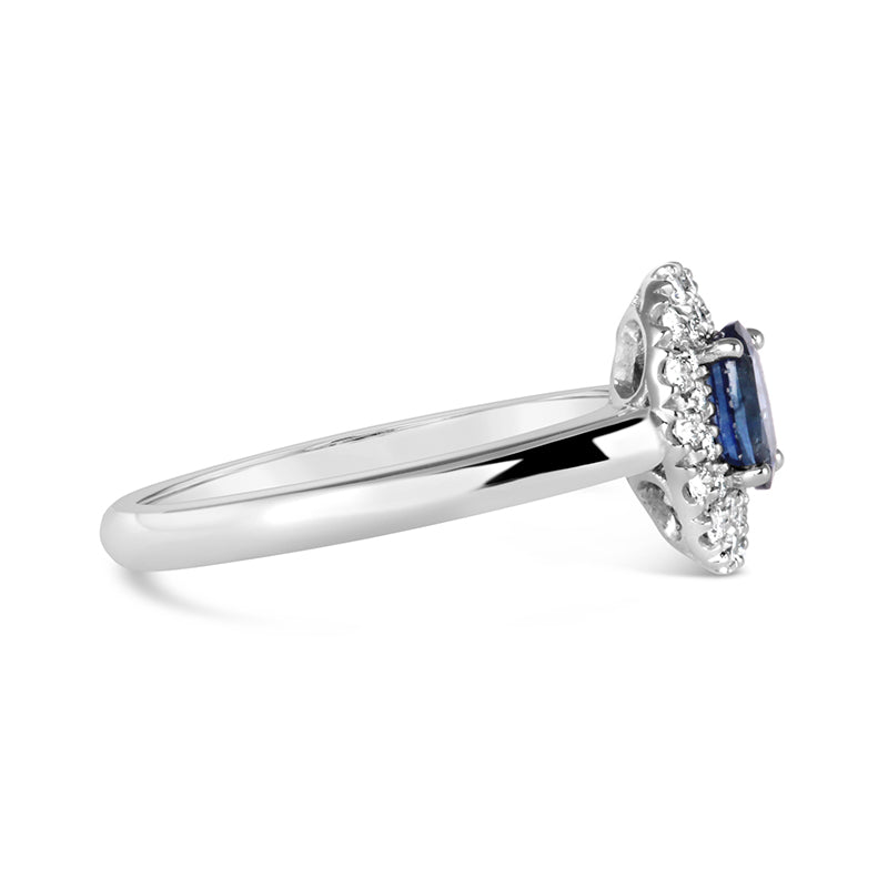 Rocks Sapphire &amp; Diamond Double Halo Ring